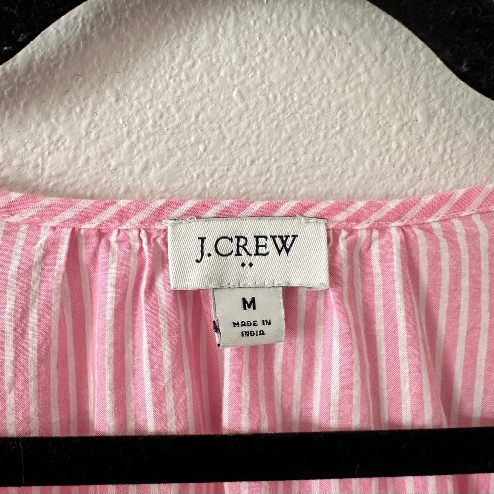 j. crew factory striped tie neck smocked shoulder long sleeve blouse - Picture 6 of 8